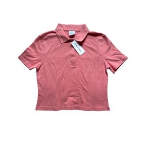 NWT OUTDOOR VOICES Lantana Polo Womens‎ Small Coral Orange Cropped Golf Tennis